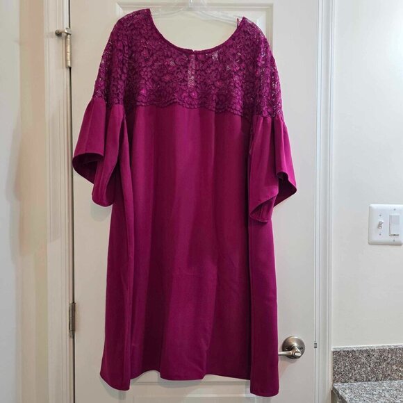 Boutique By JCP Pink Lace Shift Dress Flutter Sleeve Spanish Rose - Picture 1 of 9